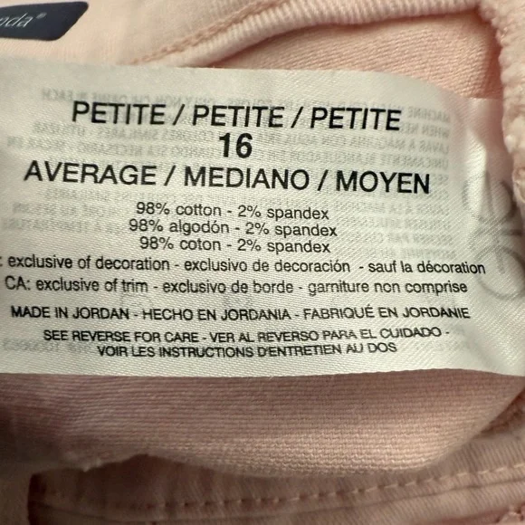 NWT Womens Sz 16P Gloria Vanderbilt Amanda  High Rise Straight Leg Pink Jeans - Picture 7 of 11